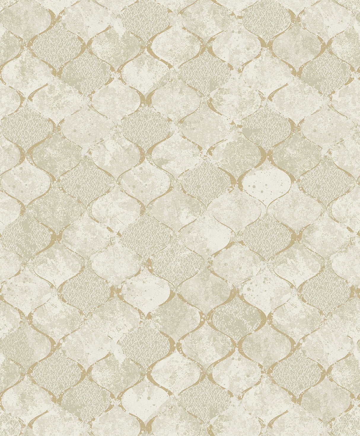 Pilak Gold Ogee Tile Wallpaper with Metallic Geometric Pattern - A-Street Prints 4105-86609