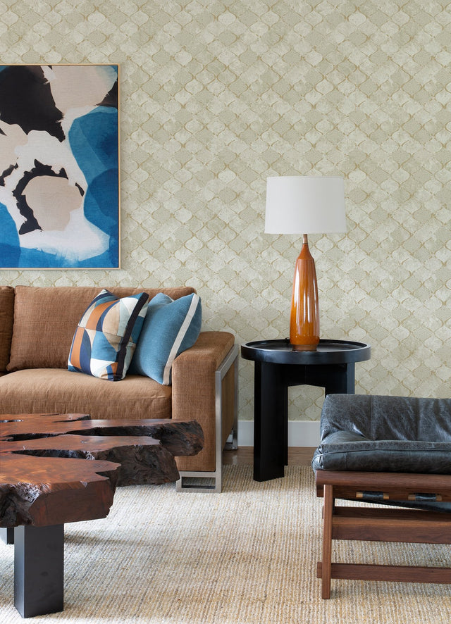 Pilak Gold Ogee Tile Wallpaper with Metallic Geometric Pattern - A-Street Prints 4105-86609