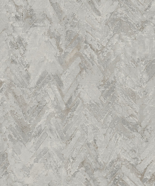 Amesemi Grey Distressed Herringbone Wallpaper with Metallic Accents - A-Street Prints 4105-86612