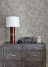 Amesemi Grey Distressed Herringbone Wallpaper with Metallic Accents - A-Street Prints 4105-86612