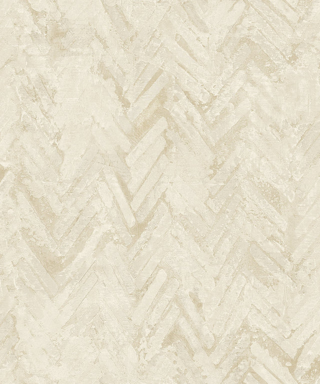 Amesemi Cream Distressed Herringbone Wallpaper with Farmhouse Non Woven Style - 4105-86613