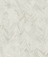 Amesemi Off White Distressed Herringbone Wallpaper with Metallic Effect, Farmhouse Graphics Pattern - Brewster 4105-86614
