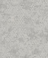 Zilarra Light Grey Abstract Snakeskin Wallpaper with Metallic Geometric Snakeskin Motif - A-Street Prints 4105-86616