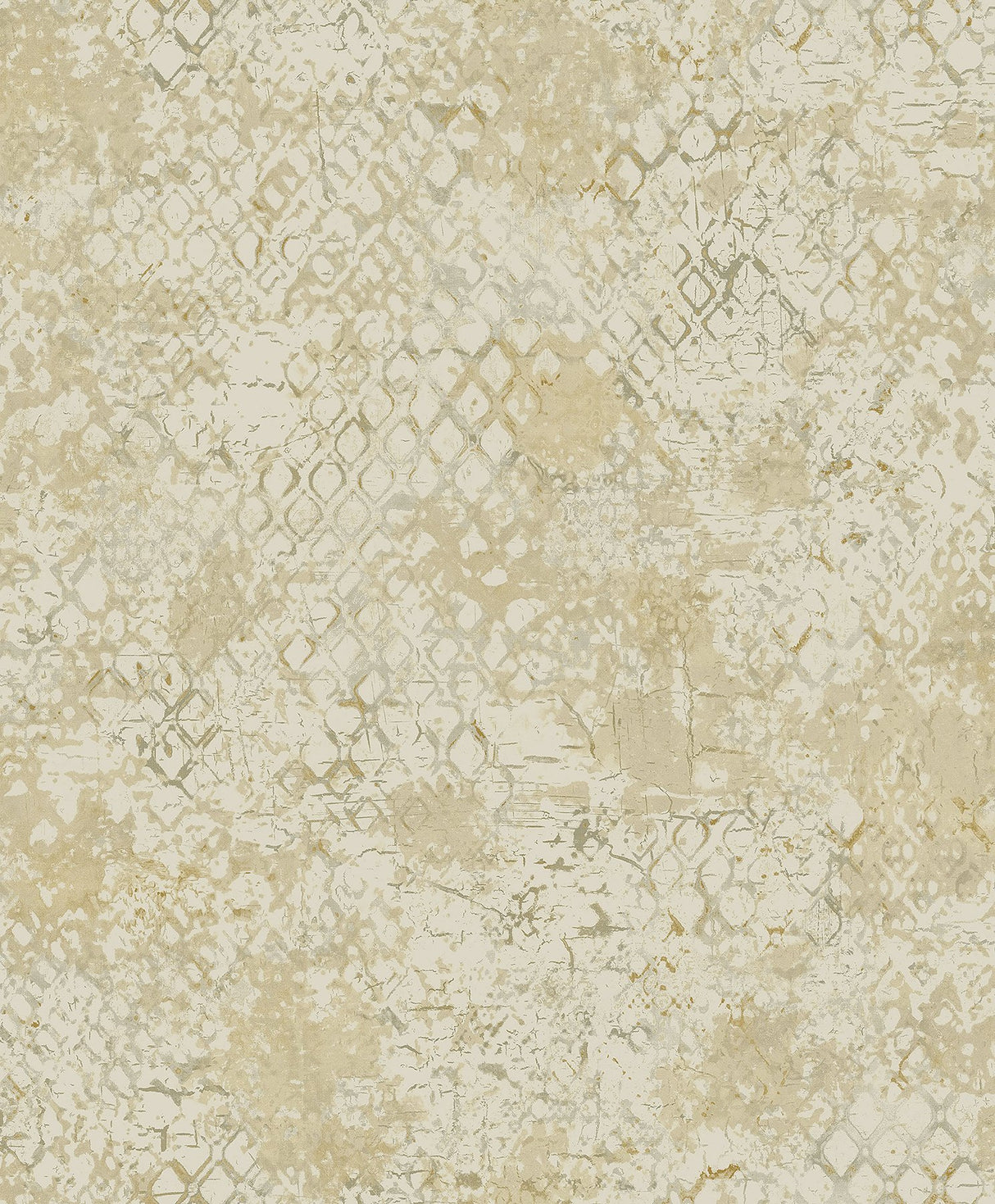Zilarra Taupe Abstract Snakeskin Wallpaper with Metallic Modern Geometric Motif - Brewster 4105-86617