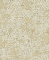 Zilarra Taupe Abstract Snakeskin Wallpaper with Metallic Modern Geometric Motif - Brewster 4105-86617