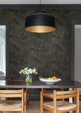 Meness Black Metallic Marbling Wallpaper with Abstract Modern Pattern - Brewster 4105-86619