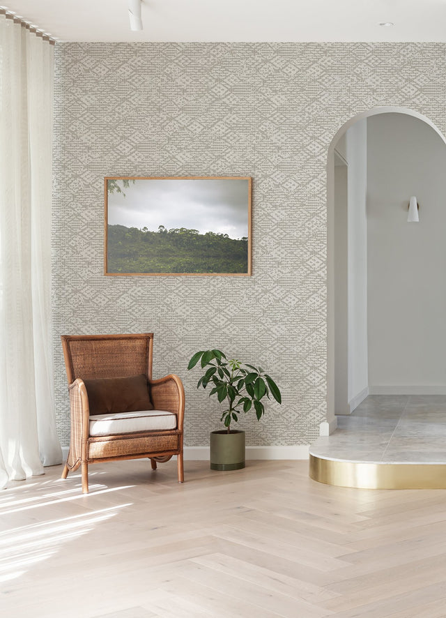 Helene Silver Glitter Geometric Wallpaper with Glam Geometric Pattern - A-Street Prints 4105-86620