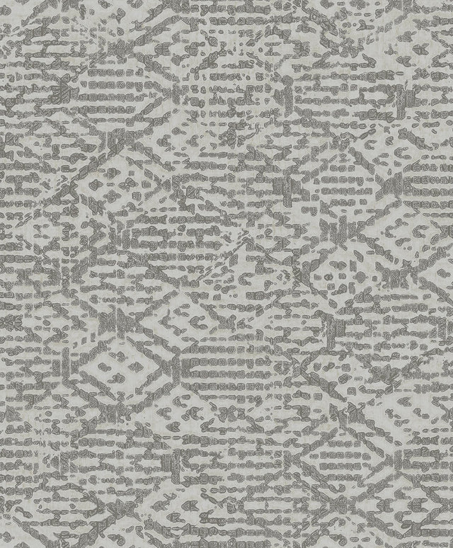 Helene Pewter Glitter Geometric Wallpaper with Glam Non Woven Tribal Diamond Pattern - A-Street Prints 4105-86621