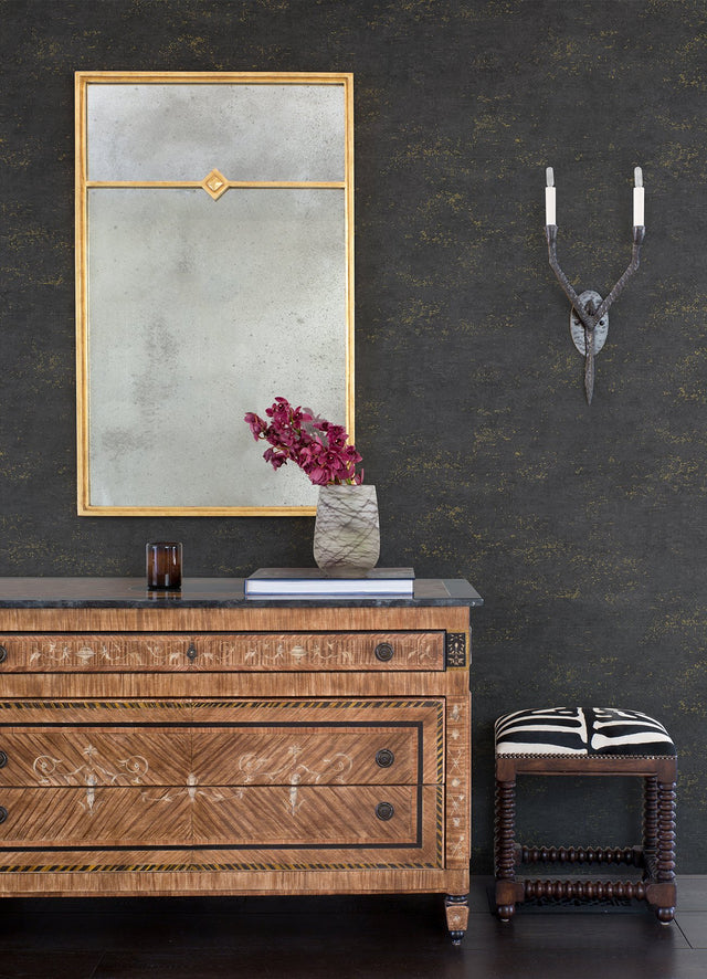 Elatha Charcoal Gilded Texture Wallpaper with Metallic Abstract Modern Design - A-Street Prints 4105-86623