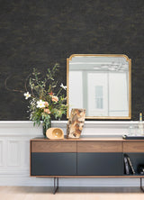 Elatha Charcoal Gilded Texture Wallpaper with Metallic Abstract Modern Design - A-Street Prints 4105-86623
