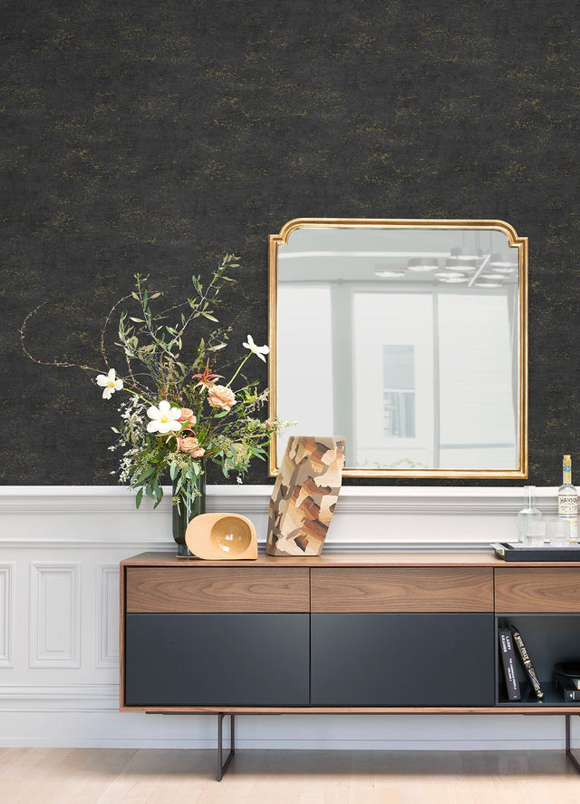 Elatha Charcoal Gilded Texture Wallpaper with Metallic Abstract Modern Design - A-Street Prints 4105-86623