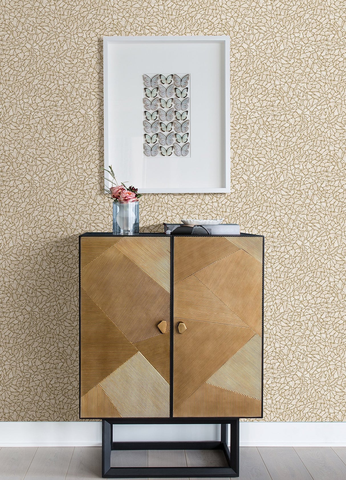 Soma Gold Metallic Crackling Wallpaper with Abstract Modern Pattern - A-Street Prints 4105-86625