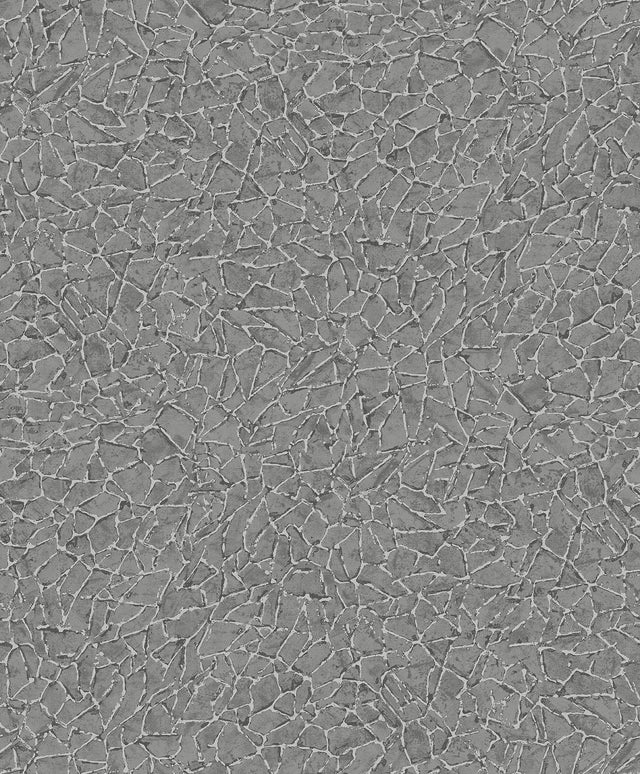 Soma Sterling Metallic Crackling Grey Wallpaper with Abstract Modern Pattern - Brewster 4105-86626