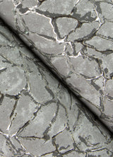 Soma Sterling Metallic Crackling Grey Wallpaper with Abstract Modern Pattern - Brewster 4105-86626