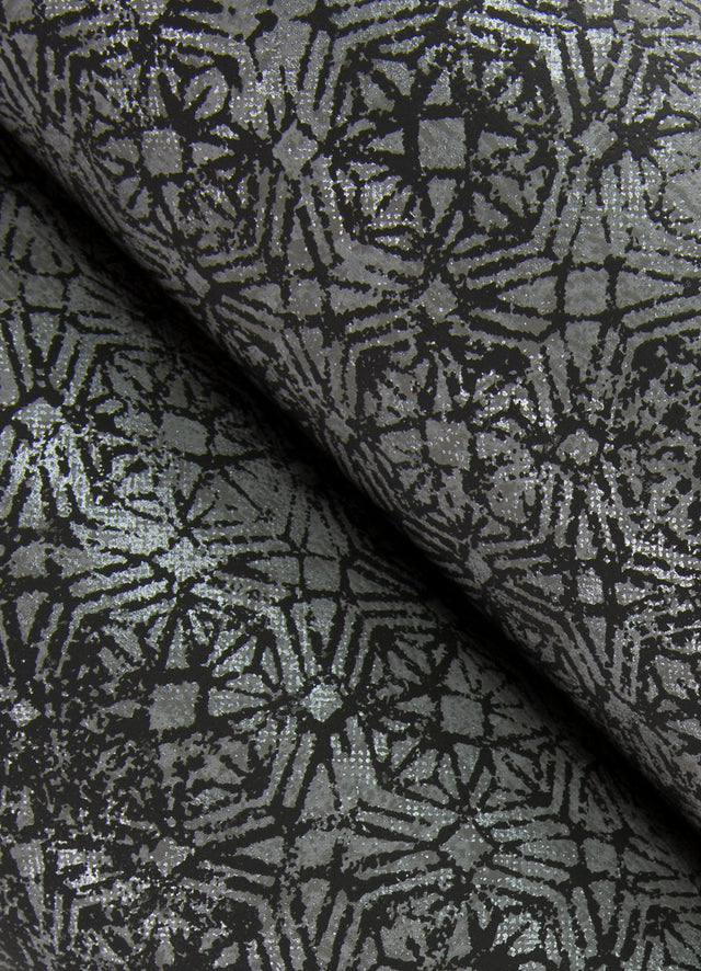 Hirawa Pewter Metallic Mosaic Wallpaper with Glam Geometric Pattern - Brewster 4105-86627