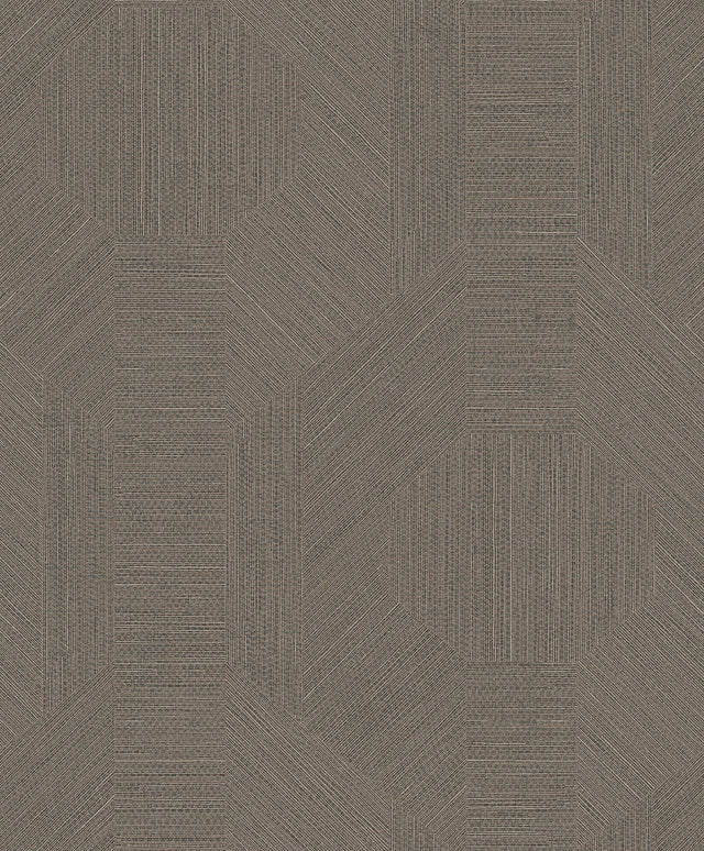Ladon Pewter Metallic Texture Wallpaper with Modern Geometric Fabric & Woven Textures - Brewster 4105-86629