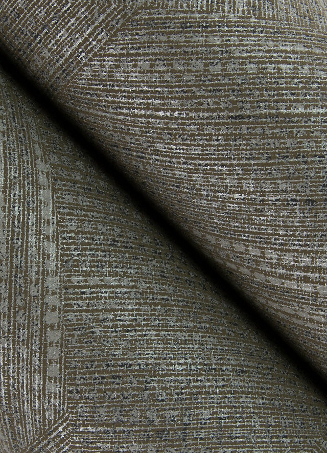 Ladon Pewter Metallic Texture Wallpaper with Modern Geometric Fabric & Woven Textures - Brewster 4105-86629