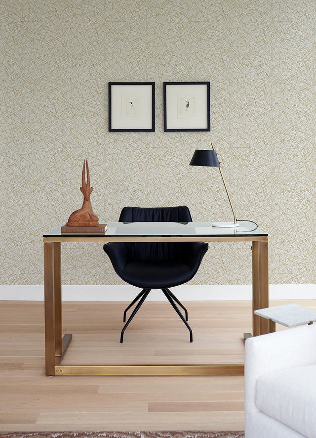 Bulan Champagne Abstract Lines Wallpaper with Metallic Raised Ink - A-Street Prints 4105-86631