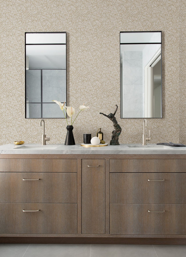 Bulan Champagne Abstract Lines Wallpaper with Metallic Raised Ink - A-Street Prints 4105-86631