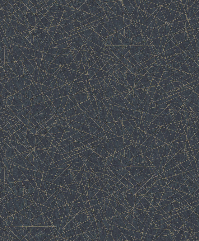 Bulan Dark Blue Abstract Lines Wallpaper with Metallic Raised Ink Glam Pattern - A-Street Prints 4105-86634