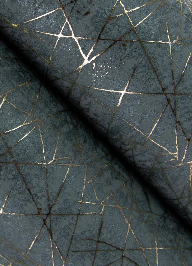 Bulan Dark Blue Abstract Lines Wallpaper with Metallic Raised Ink Glam Pattern - A-Street Prints 4105-86634