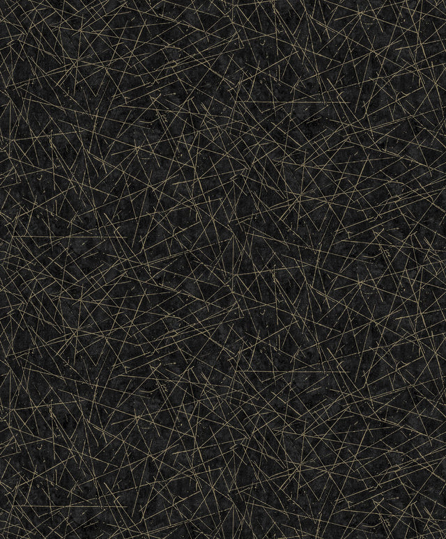 Bulan Black Abstract Lines Wallpaper with Metallic Raised Ink - A-Street Prints 4105-86635