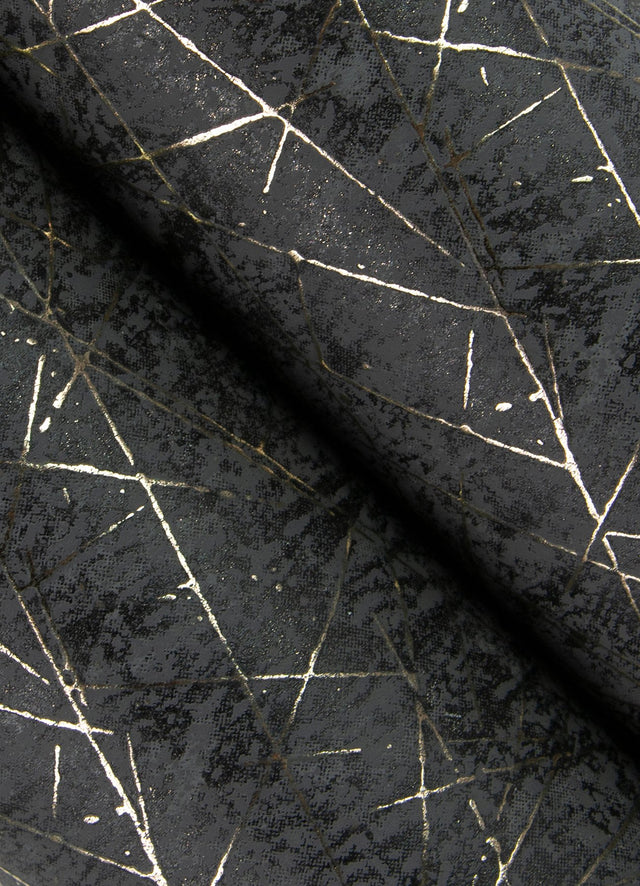 Bulan Black Abstract Lines Wallpaper with Metallic Raised Ink - A-Street Prints 4105-86635