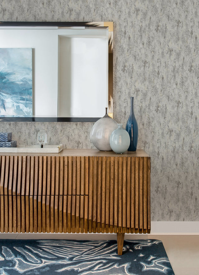Diorite Sterling Splatter Wallpaper with Abstract Distressed Textures, Metallic Raised Ink - A-Street Prints 4105-86637