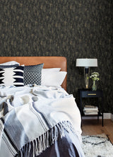 Diorite Black Splatter Wallpaper with Metallic Distressed Texture - A-Street Prints 4105-86638