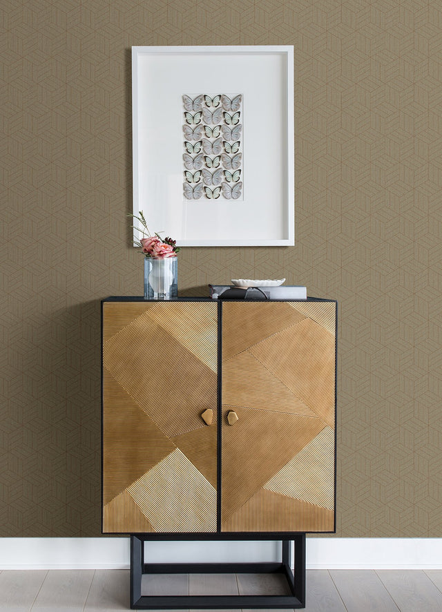 Izarra Copper Geometric Block Wallpaper with Metallic Raised Ink Modern Graphics Pattern - A-Street Prints 4105-86642