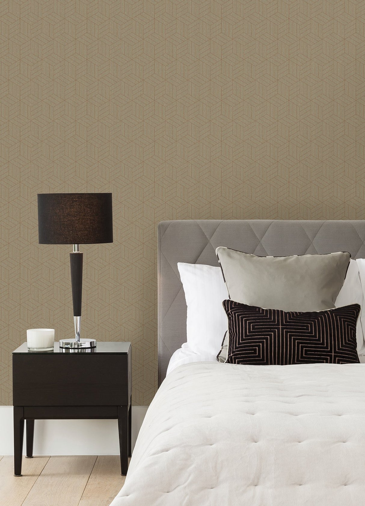 Izarra Copper Geometric Block Wallpaper with Metallic Raised Ink Modern Graphics Pattern - A-Street Prints 4105-86642