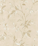 Kupari Gold Trail Beige Vine Botanical Wallpaper with Metallic Raised Ink - A-Street Prints 4105-86643