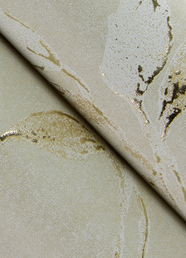 Kupari Gold Trail Beige Vine Botanical Wallpaper with Metallic Raised Ink - A-Street Prints 4105-86643