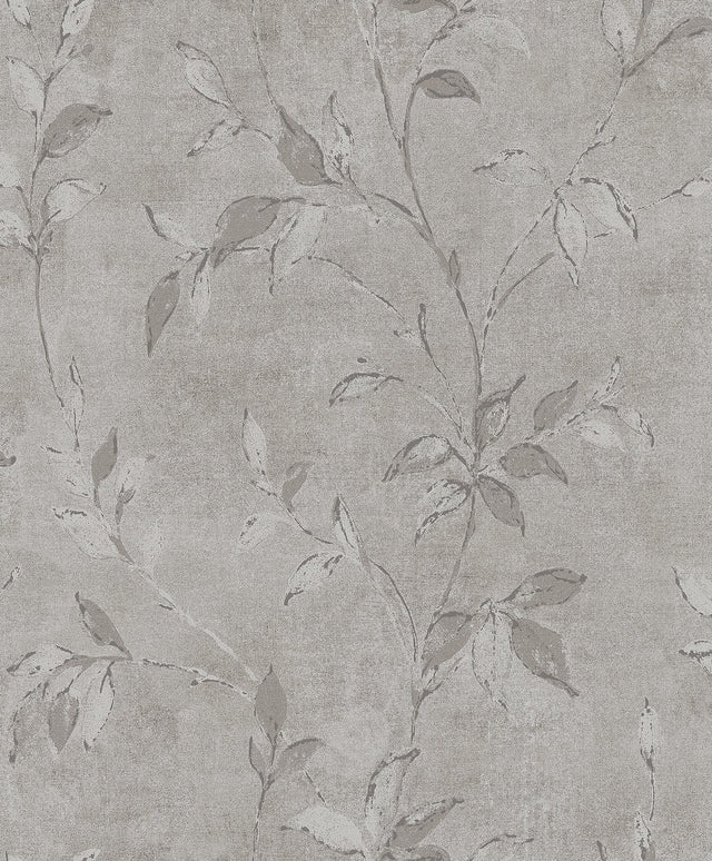 Kupari Silver Trail Wallpaper with Metallic Raised Ink Botanical Leaves - A-Street Prints 4105-86644