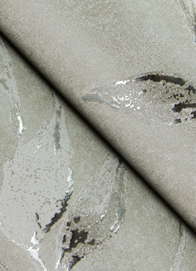 Kupari Silver Trail Wallpaper with Metallic Raised Ink Botanical Leaves - A-Street Prints 4105-86644