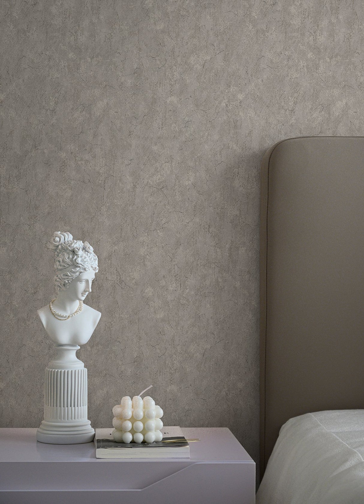 Pliny Light Grey Distressed Texture Wallpaper with Metallic Raised Ink - Brewster 4105-86647