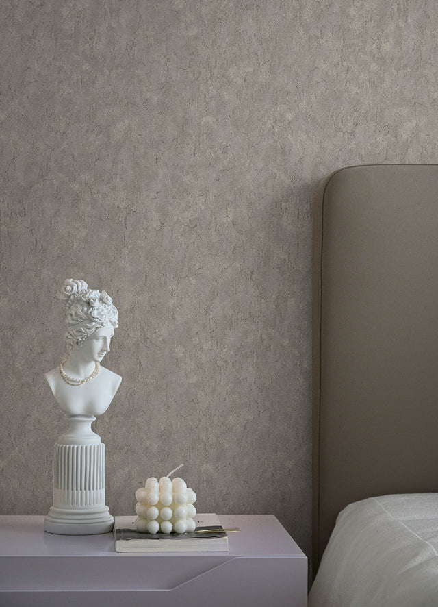 Pliny Light Grey Distressed Texture Wallpaper with Metallic Raised Ink - Brewster 4105-86647