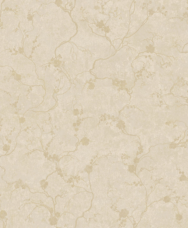 Mahina Gold Floral Vine Wallpaper with Metallic Botanical Feature Wall Style - A-Street Prints 4105-86649