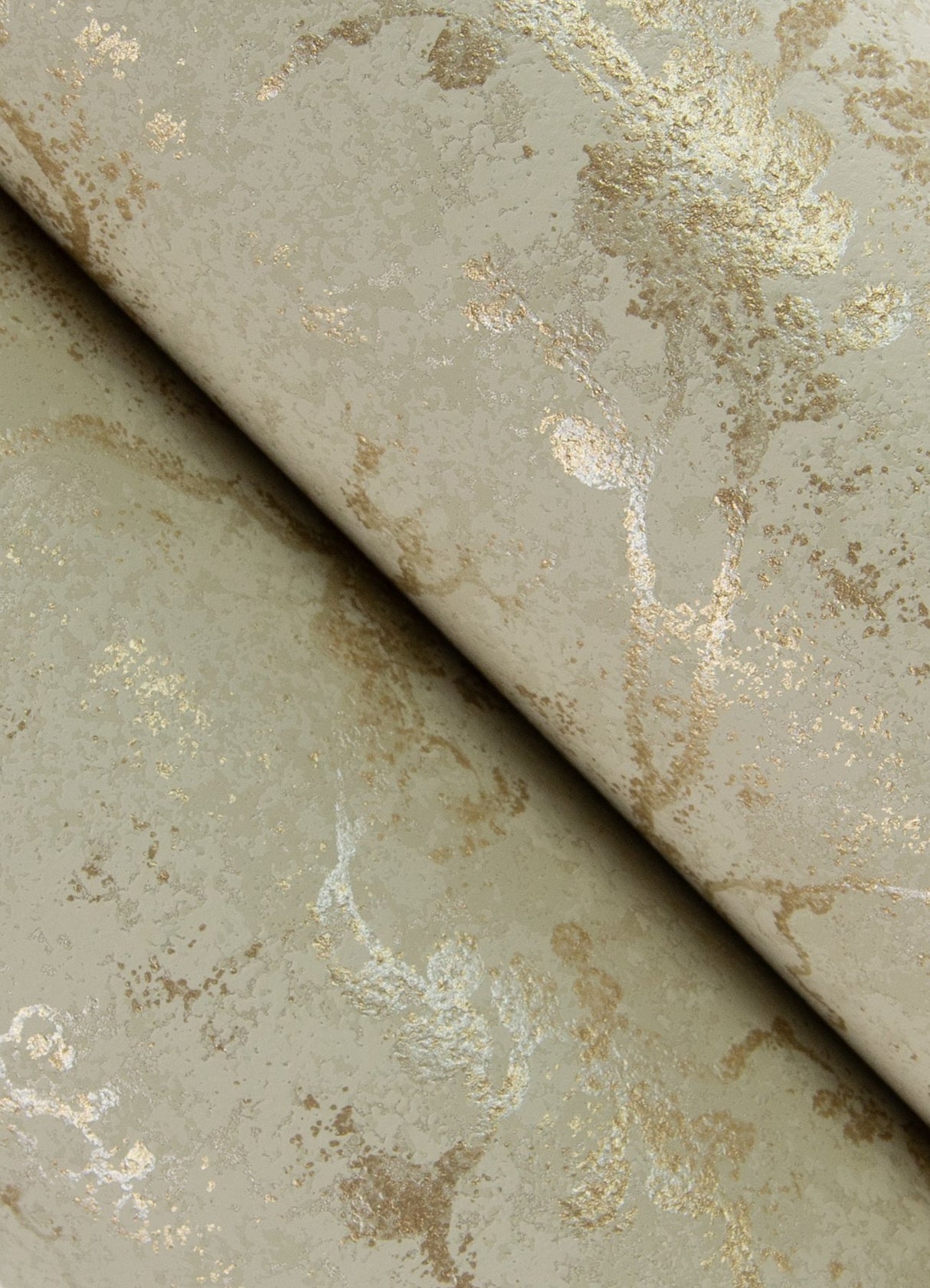 Mahina Gold Floral Vine Wallpaper with Metallic Botanical Feature Wall Style - A-Street Prints 4105-86649