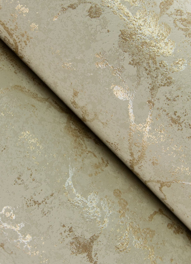 Mahina Gold Floral Vine Wallpaper with Metallic Botanical Feature Wall Style - A-Street Prints 4105-86649