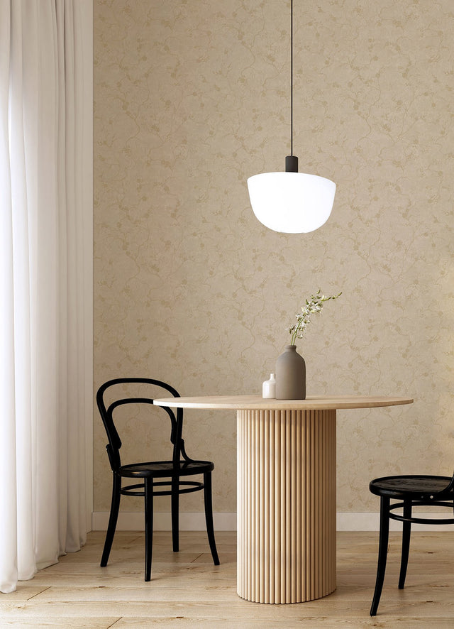 Mahina Gold Floral Vine Wallpaper with Metallic Botanical Feature Wall Style - A-Street Prints 4105-86649