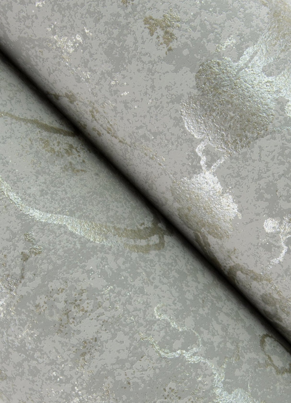 Mahina Pewter Floral Vine Wallpaper with Metallic Botanical Feature Wall - A-Street Prints 4105-86650