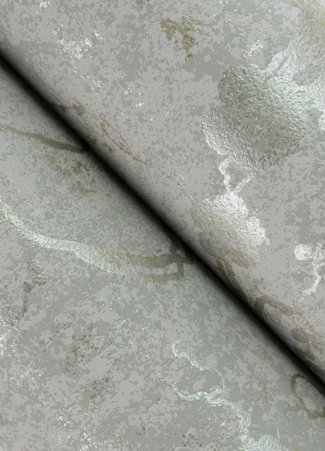 Mahina Pewter Floral Vine Wallpaper with Metallic Botanical Feature Wall - A-Street Prints 4105-86650