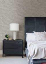 Mahina Pewter Floral Vine Wallpaper with Metallic Botanical Feature Wall - A-Street Prints 4105-86650
