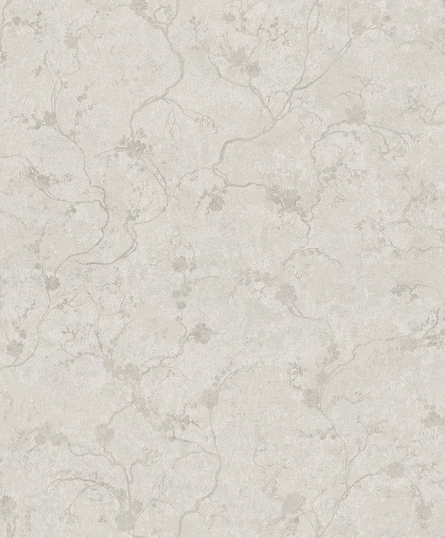 Mahina Silver Floral Vine Wallpaper with Metallic Botanical Feature Wall Design - A-Street Prints 4105-86651