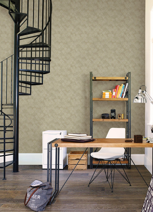 Rauta Gold Hexagon Tile Wallpaper with Metallic Geometric Tile Motif - A-Street Prints 4105-86653