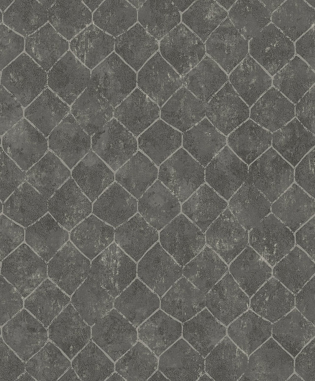 Rauta Pewter Hexagon Tile Wallpaper with Metallic Geometric Pattern - A?Street Prints 4105-86654