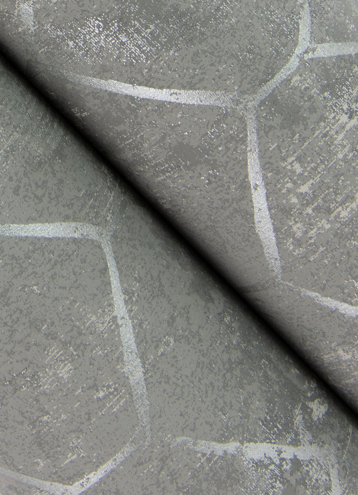 Rauta Pewter Hexagon Tile Wallpaper with Metallic Geometric Pattern - A?Street Prints 4105-86654