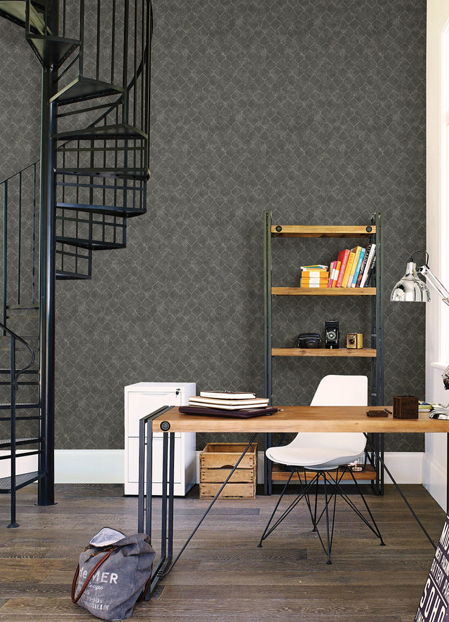 Rauta Pewter Hexagon Tile Wallpaper with Metallic Geometric Pattern - A?Street Prints 4105-86654