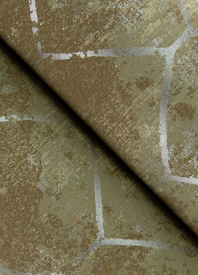 Rauta Brass Hexagon Tile Wallpaper with Metallic Geometric Tile Pattern - A-Street Prints 4105-86655